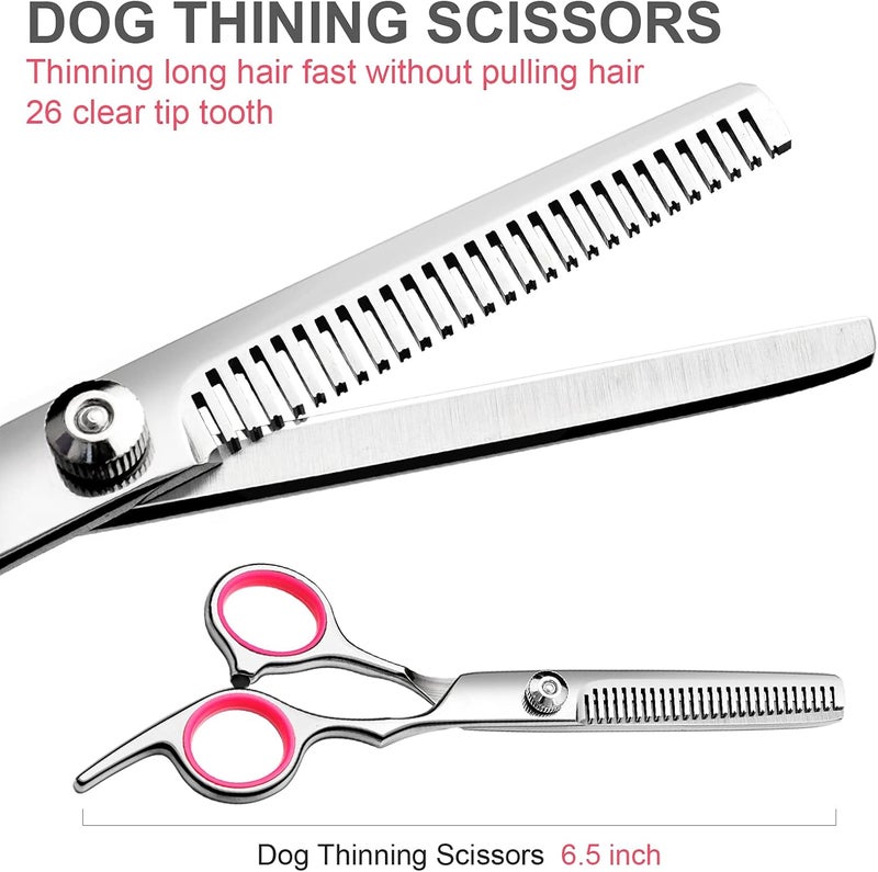 FAIGEO Professional Dog Grooming Scissors Kit, Titanium Coated Dog Scissors for Grooming, Grooming Shears Kit for Dogs Cat At Home (Pink 5 in 1) - Image 4